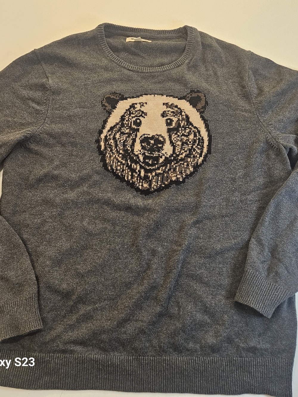 Goodthreads Bear Sweater Mens XXL Tall Gray 100% Cotton Graphic Crewneck